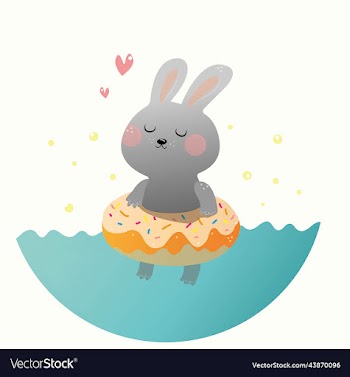 rabbit in a lifebuoy in form of donut