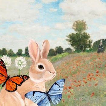 Rabbit in garden background, drawing | Free Photo Illustration - rawpixel