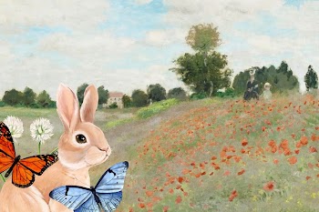 Rabbit in garden background, drawing | Free Photo Illustration - rawpixel