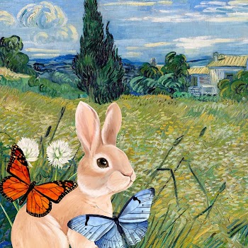 Rabbit in garden background, drawing | Free Photo Illustration - rawpixel