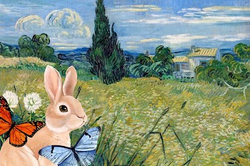 Rabbit in garden background, drawing | Free Photo Illustration - rawpixel