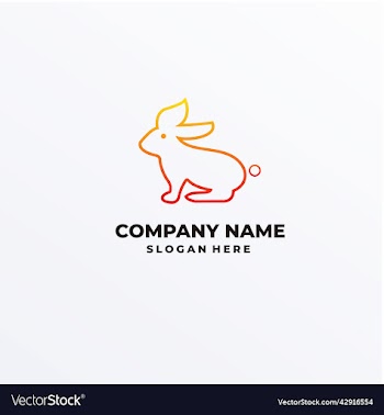 rabbit logo design template with line style