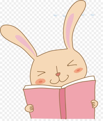 Rabbit - Pink bunny reading 