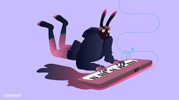 Rabbit playing keyboard | Free stock vector - 381659