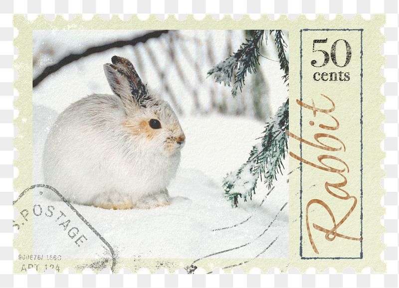 Rabbit png post stamp sticker, | Free PNG - rawpixel