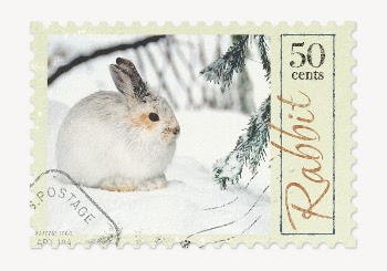 Rabbit postage stamp, animal collage | Free PSD - rawpixel