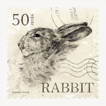 Rabbit postage stamp, ephemera collage | Free PSD - rawpixel