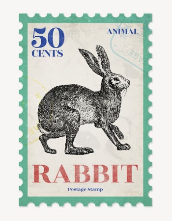 Rabbit postage stamp, ephemera collage | Free PSD - rawpixel