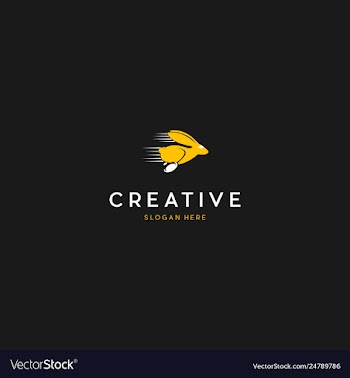 Rabbit runner speed delivery creative logo vector image