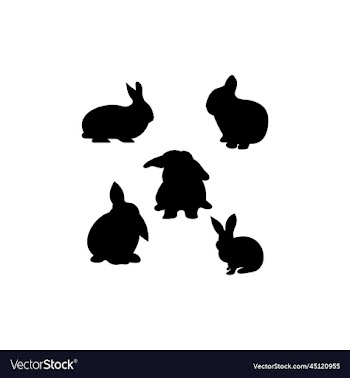 rabbit set silhouette icon logo