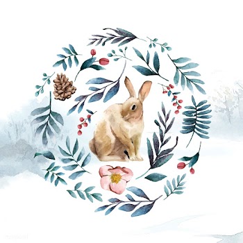 Rabbit surrounded by winter bloom painted by .. | Free stock vector - 489220