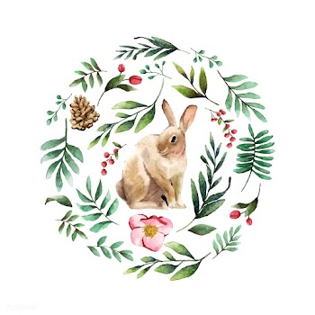 Rabbit surrounded by winter bloom painted by .. | Free stock vector - 489303