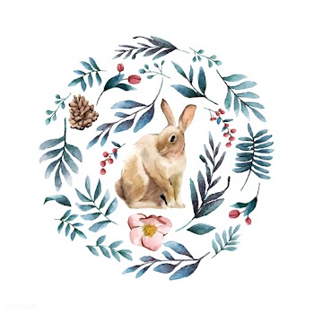 Rabbit surrounded by winter bloom painted by .. | Free stock vector - 489369