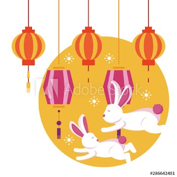 Rabbits of mid autumn festival vector design