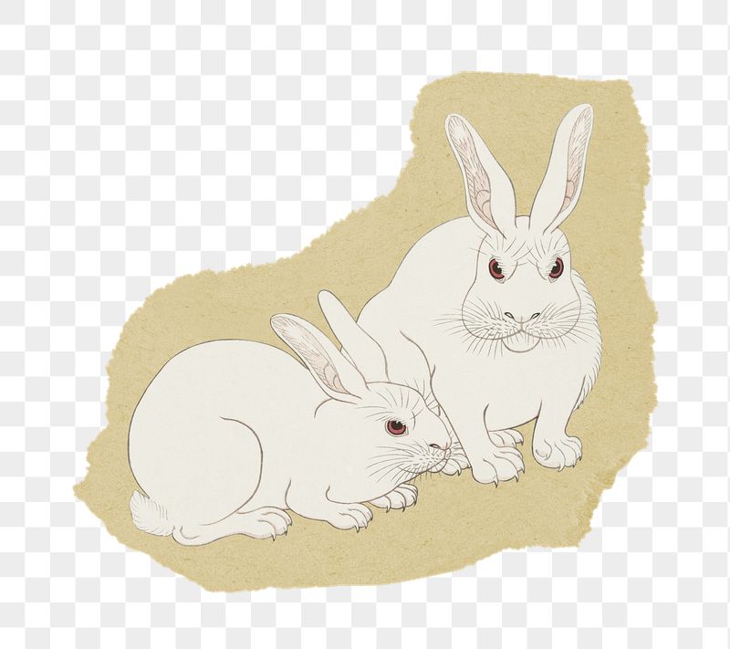 Rabbits png sticker, Ohara Koson's | Free PNG - rawpixel