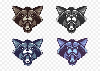 Raccoon Cartoon Illustration - Four colors of wolf Avatar 