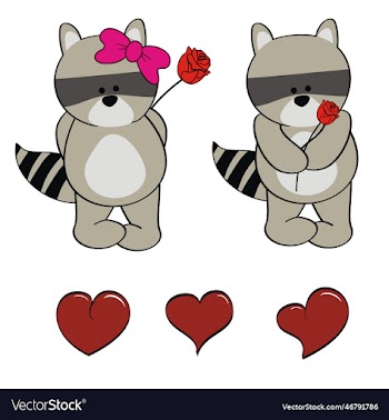 raccoon character cartoon valentine rose pack