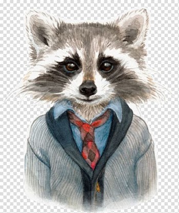 Raccoon Illustration Drawing Watercolor painting Watercolour Flowers, raccoon transparent background PNG clipart
