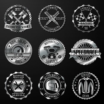 Racing emblems metallic Free Vector