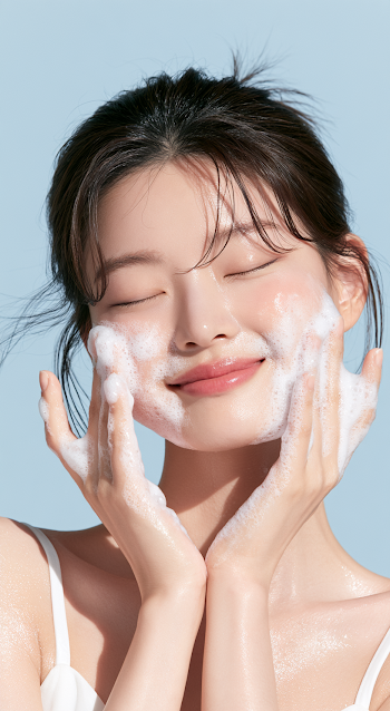 Radiant Beauty Model Enjoying Skincare Routine