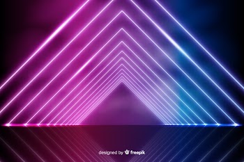 Radiant geometrical neon lights background Free Vector