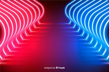 Radiant neon lights stage background Free Vector