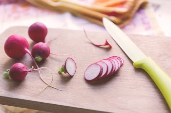 Radish on a cutting board