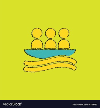 Rafting kayaking team design in hatching style vector image