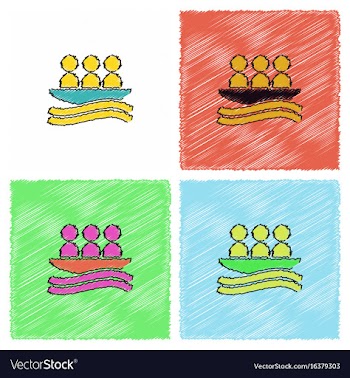 Rafting kayaking team design in hatching style vector image