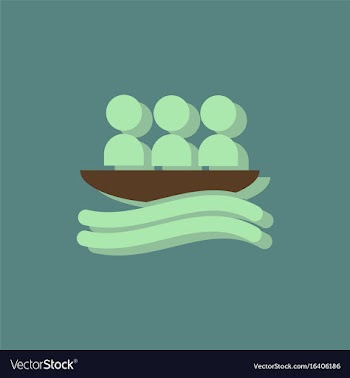 Rafting kayaking team design in sticker style vector image