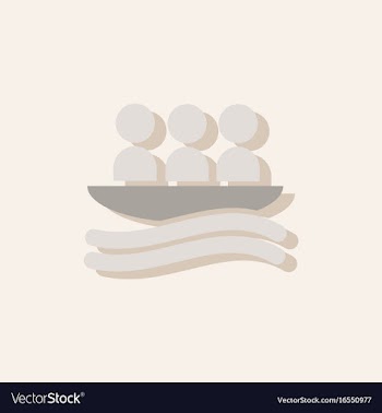Rafting kayaking team design in sticker style vector image