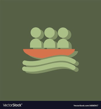 Rafting kayaking team design in sticker style vector image