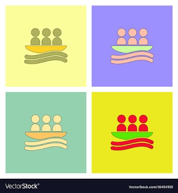 Rafting kayaking team design set vector image