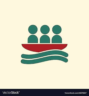 Rafting kayaking team design vector image