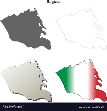 Ragusa blank detailed outline map set vector image