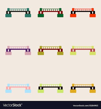 Rail way bridges icons set for web mobile and vector image