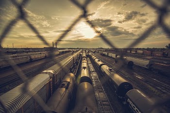 Rail Yards At Sunset