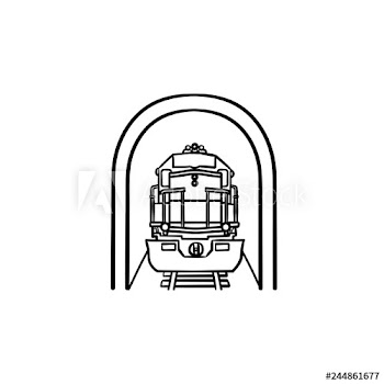 Railway tunnel with train hand drawn outline doodle icon