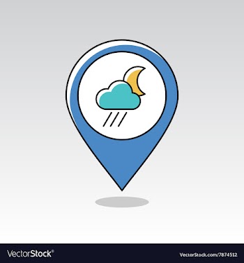 Rain Cloud Moon pin map icon Meteorology Weather vector image