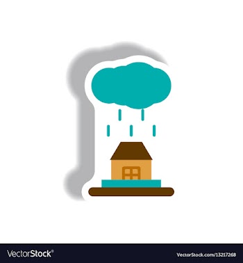 Rain cloud on housecloudburst downpour rain vector image