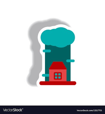 Rain cloud on housecloudburst downpour rain vector image