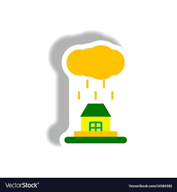 Rain cloud on housecloudburst downpour rain vector image