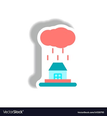 Rain cloud on housecloudburst downpour rain vector image