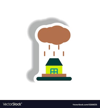 Rain cloud on housecloudburst downpour rain vector image