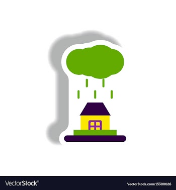 Rain cloud on housecloudburst downpour rain vector image