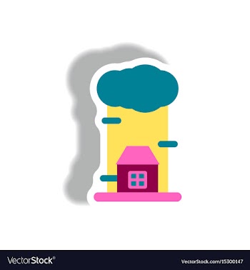 Rain cloud on housecloudburst downpour rain vector image