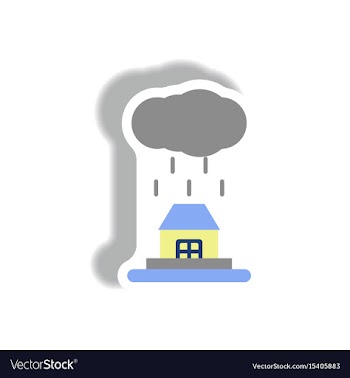 Rain cloud on housecloudburst downpour rain vector image
