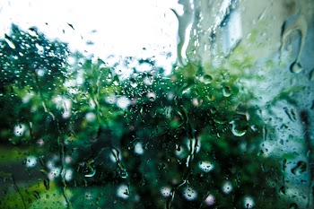 Rain Drops on Glass Surface during Daytime