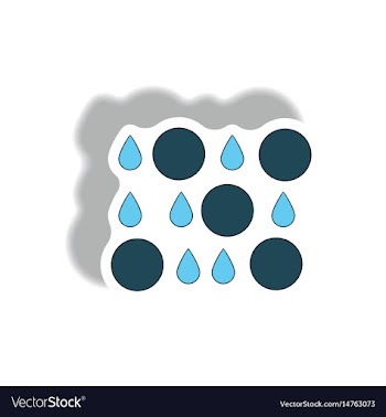 Rain with volcanic elements weather sticker vector image