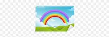 Rainbow And Clouds In The Sky Background Vector Wall - Sky